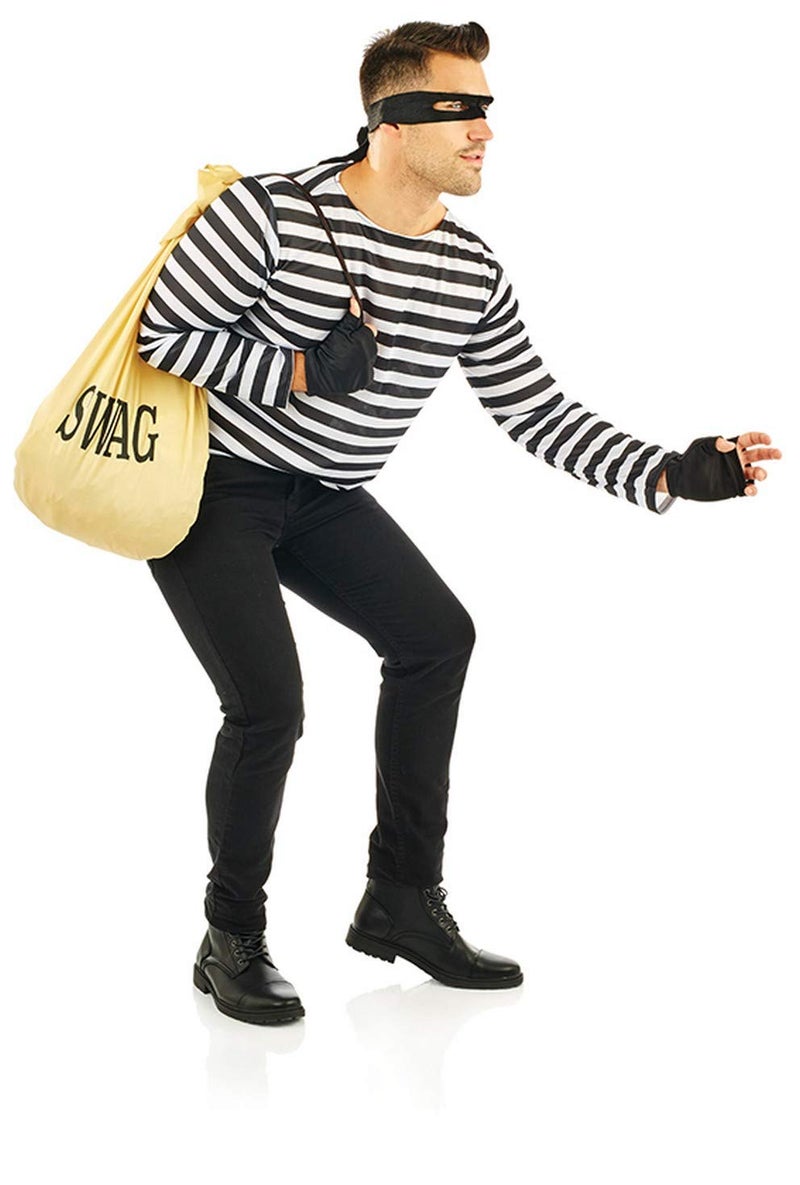 fun shack Adult Robber Costume for Men, Bank Robber Halloween Outfit, Burglar Costume for Adults, Party Wear, One Size - Image 1